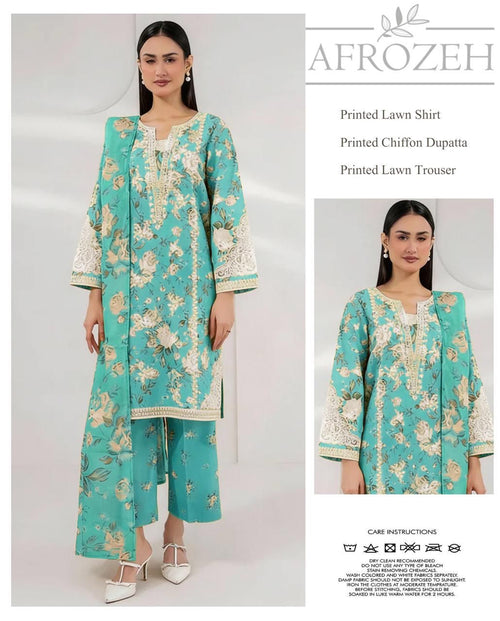 Afrozeh Lawn 3 - Piece Unstiched - Zyra