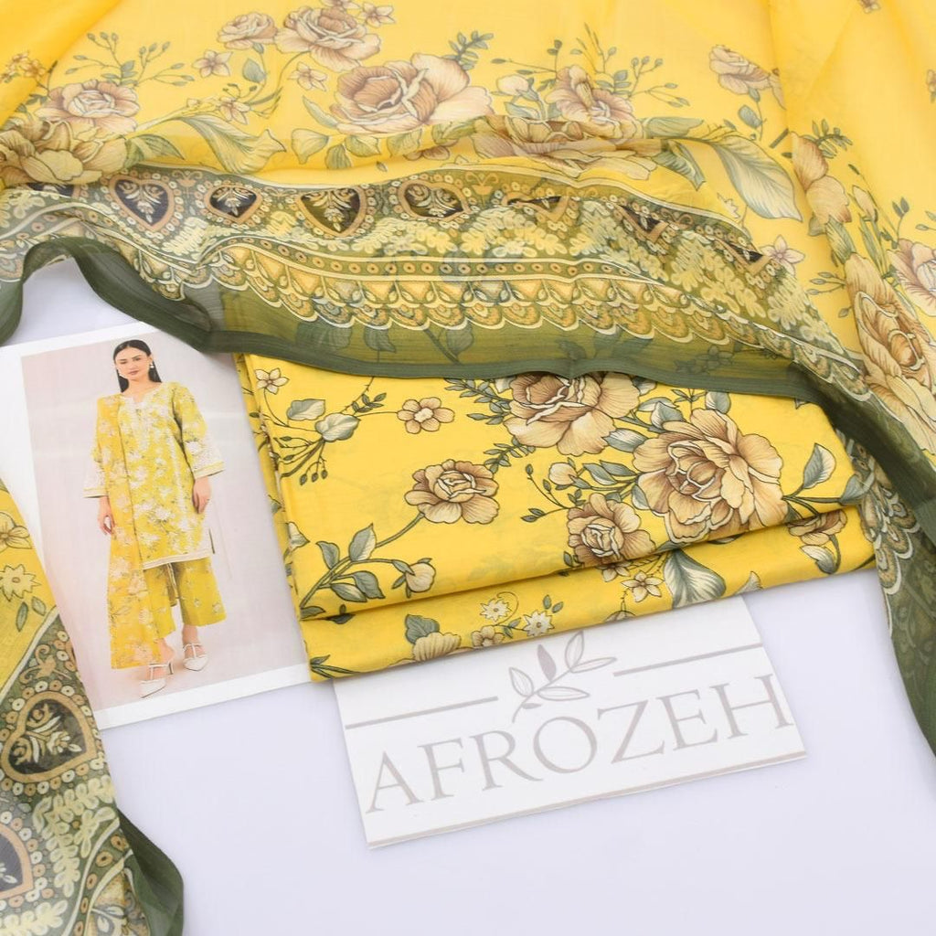 Afrozeh Lawn 3 - Piece Unstiched - Zyra