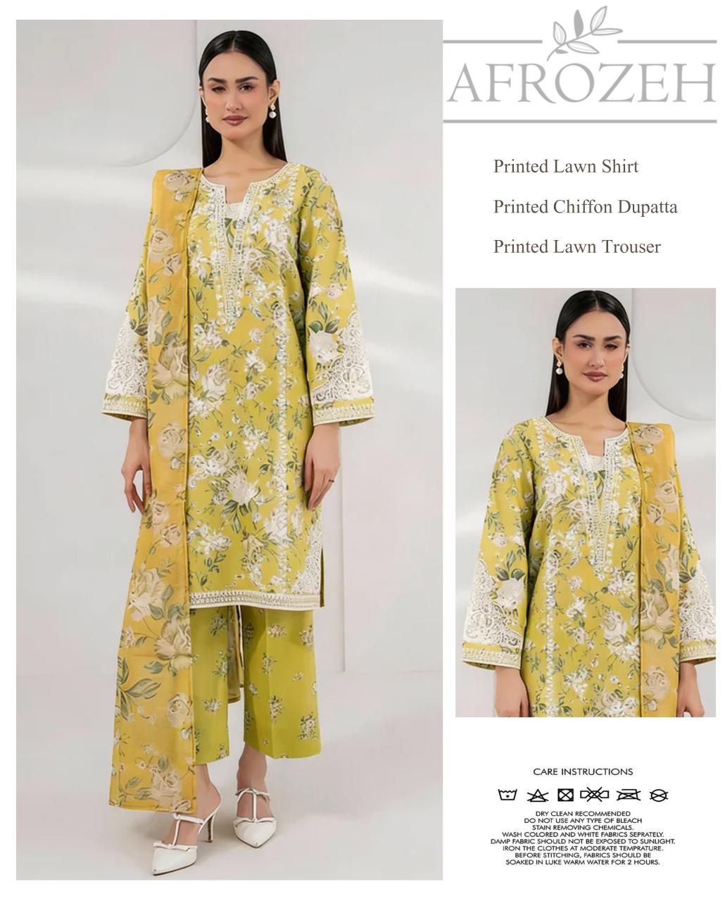 Afrozeh Lawn 3 - Piece Unstiched - Zyra