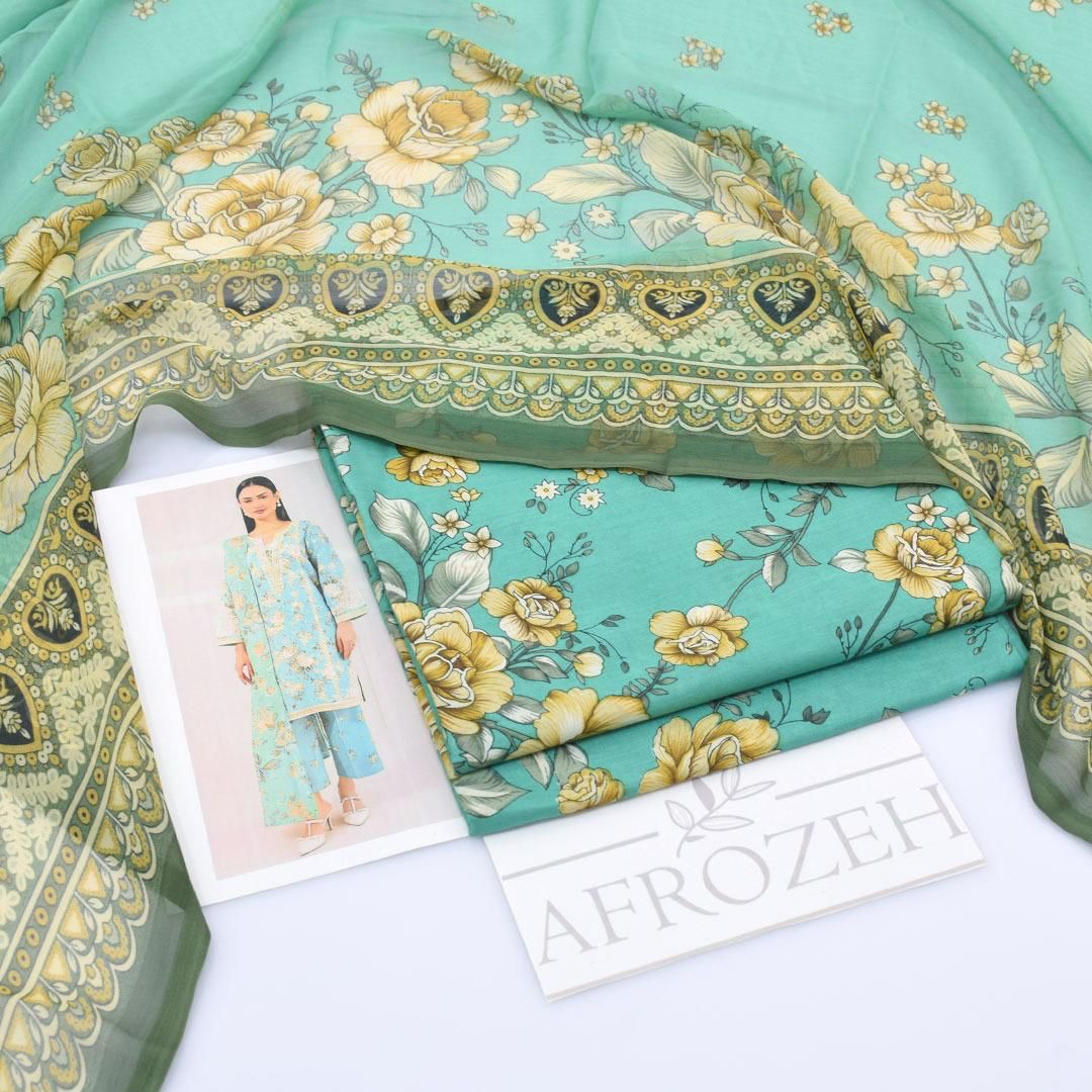 Afrozeh Lawn 3 - Piece Unstiched - Zyra