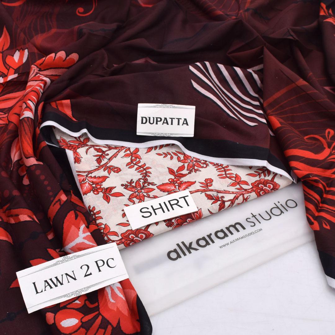 Alkaram Lawn Shirt And Dupatta 2 - Piece Unstiched - Zyra