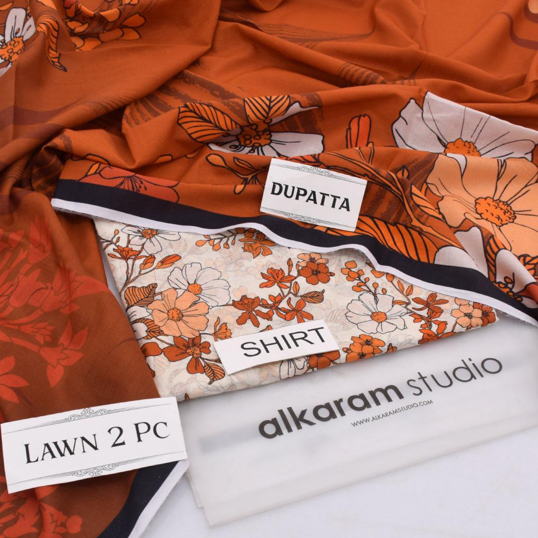 Alkaram Lawn Shirt And Dupatta 2 - Piece Unstiched - Zyra