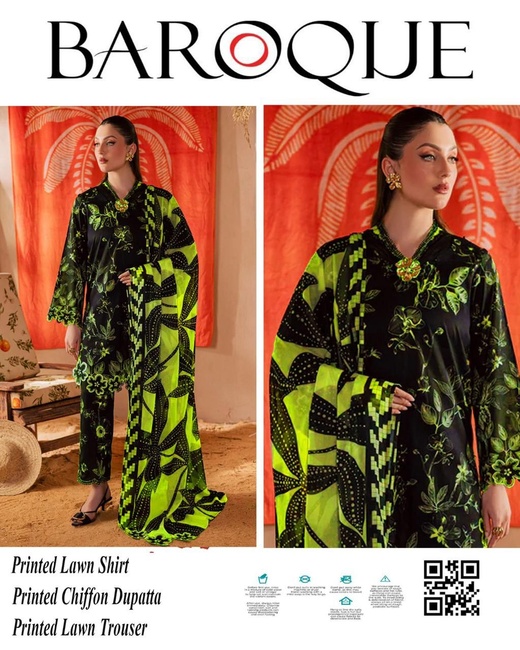 Baroque Lawn 3 - Piece Unstiched - Zyra