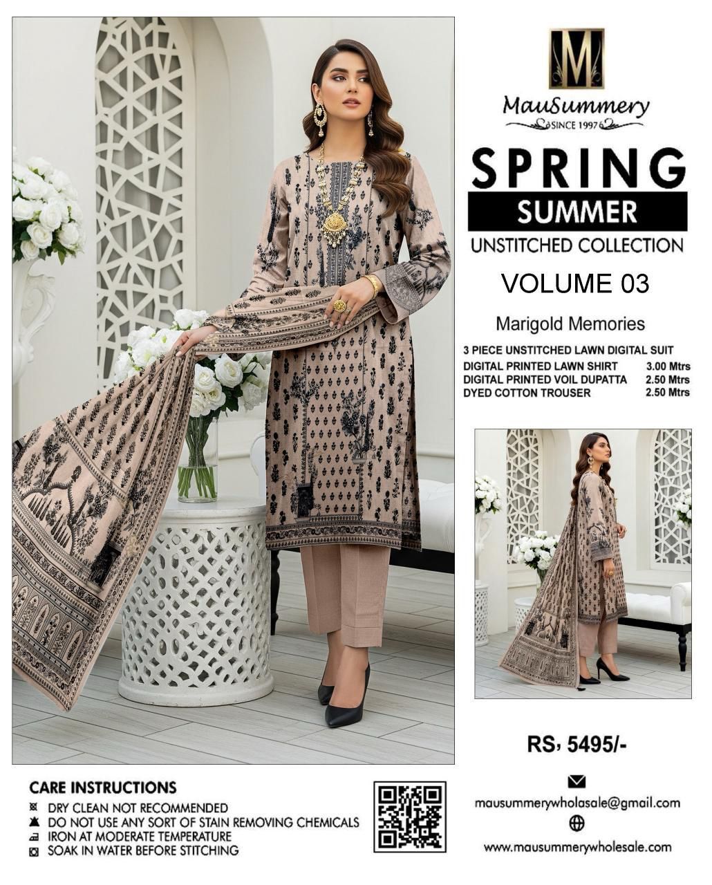 Mausummery lawn 3 - Piece Un - stiched - Zyra