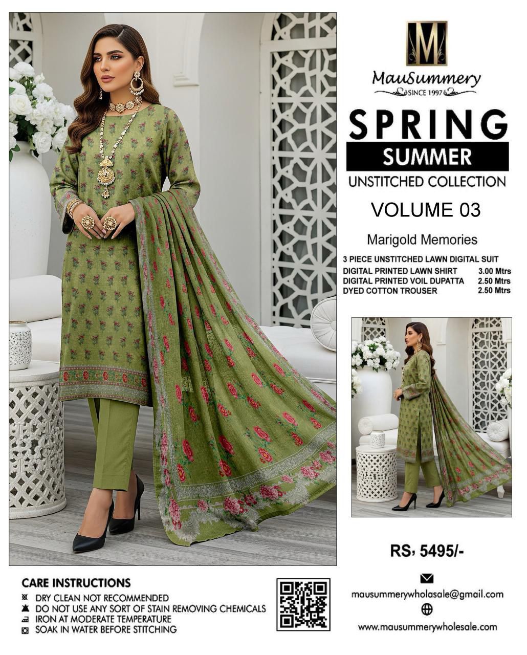 Mausummery lawn 3 - Piece Un - stiched - Zyra