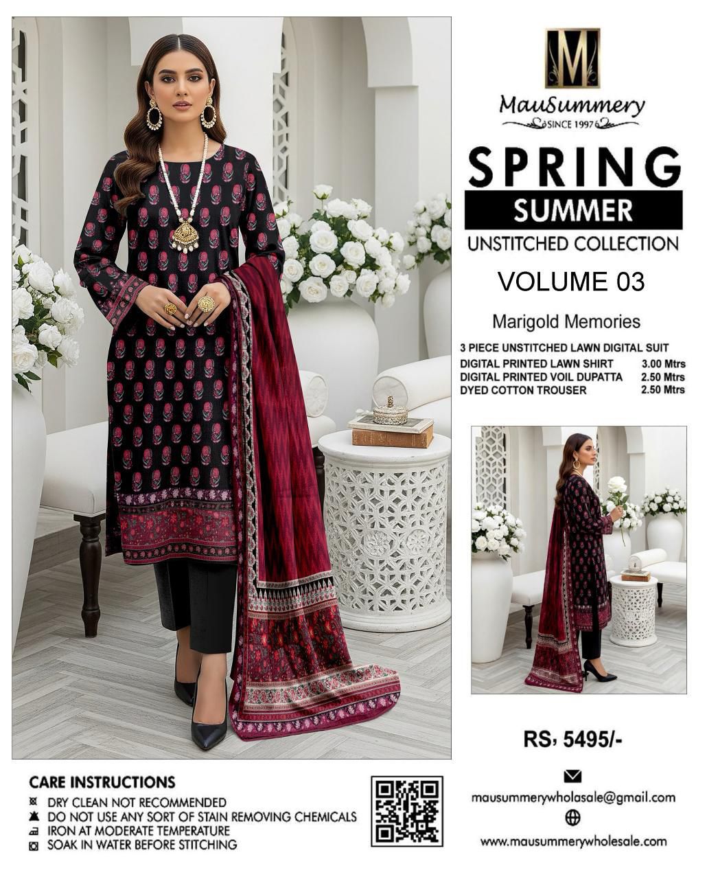 Mausummery lawn 3 - Piece Un - stiched - Zyra