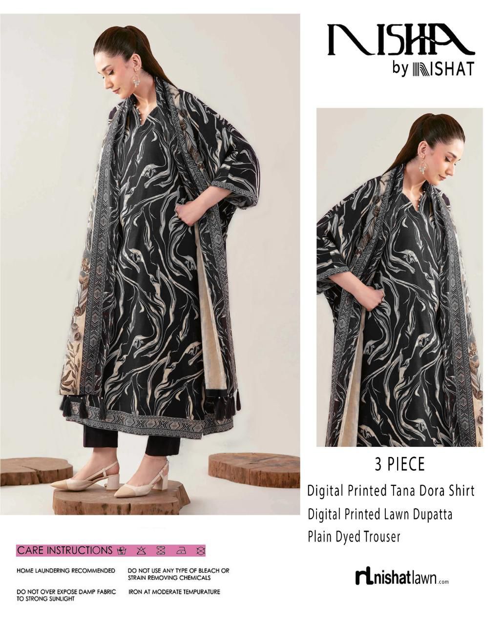 Nishat Printed Lawn Tana Dora 3 Piece Unstiched - Zyra