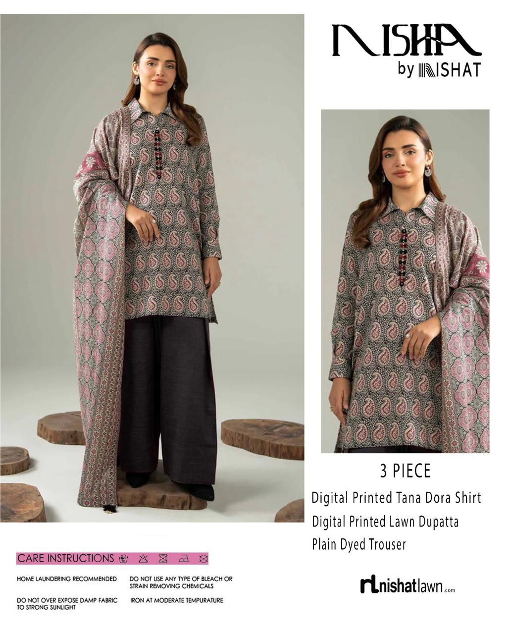 Nishat Printed Lawn Tana Dora 3 Piece Unstiched - Zyra