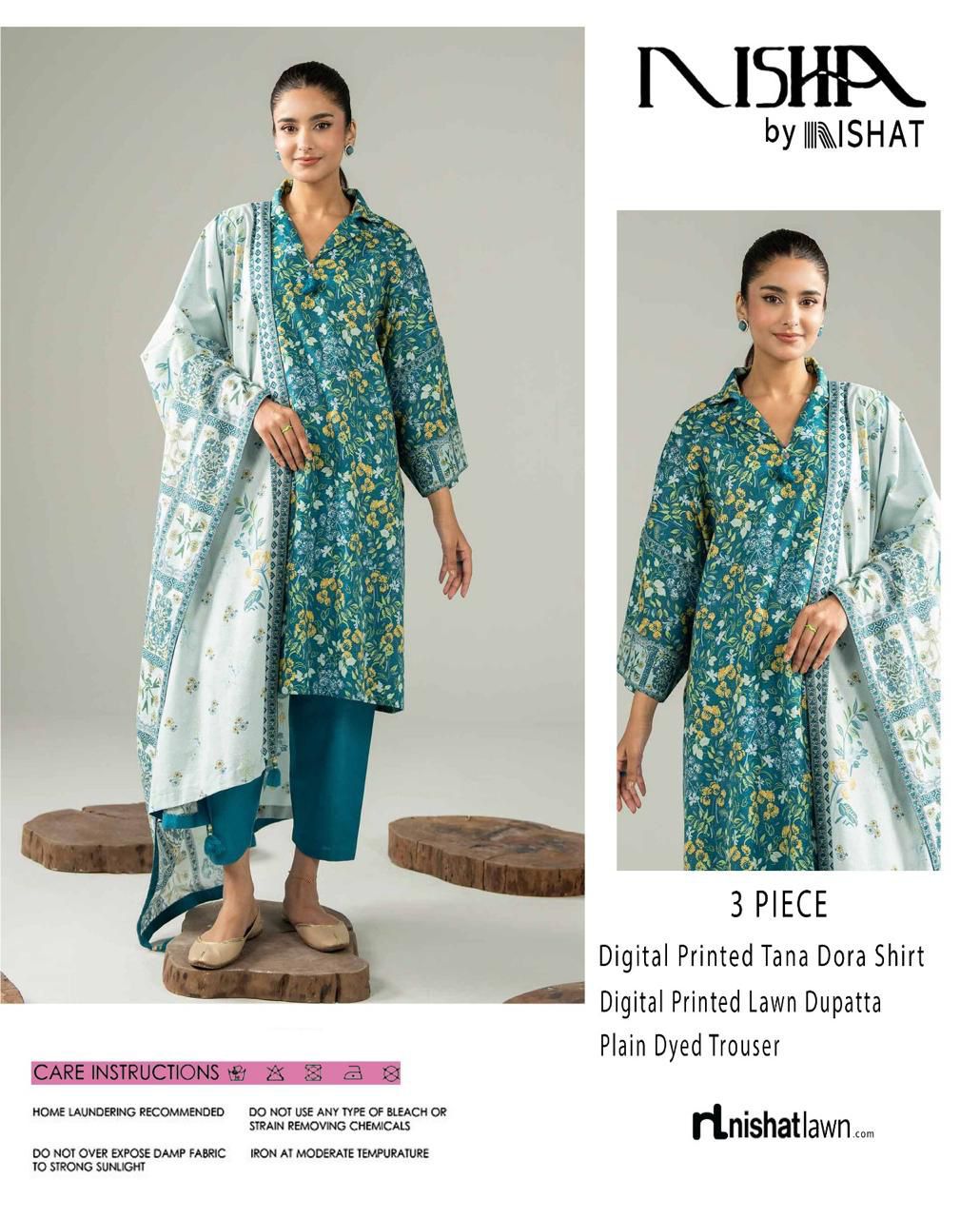 Nishat Printed Lawn Tana Dora 3 Piece Unstiched - Zyra