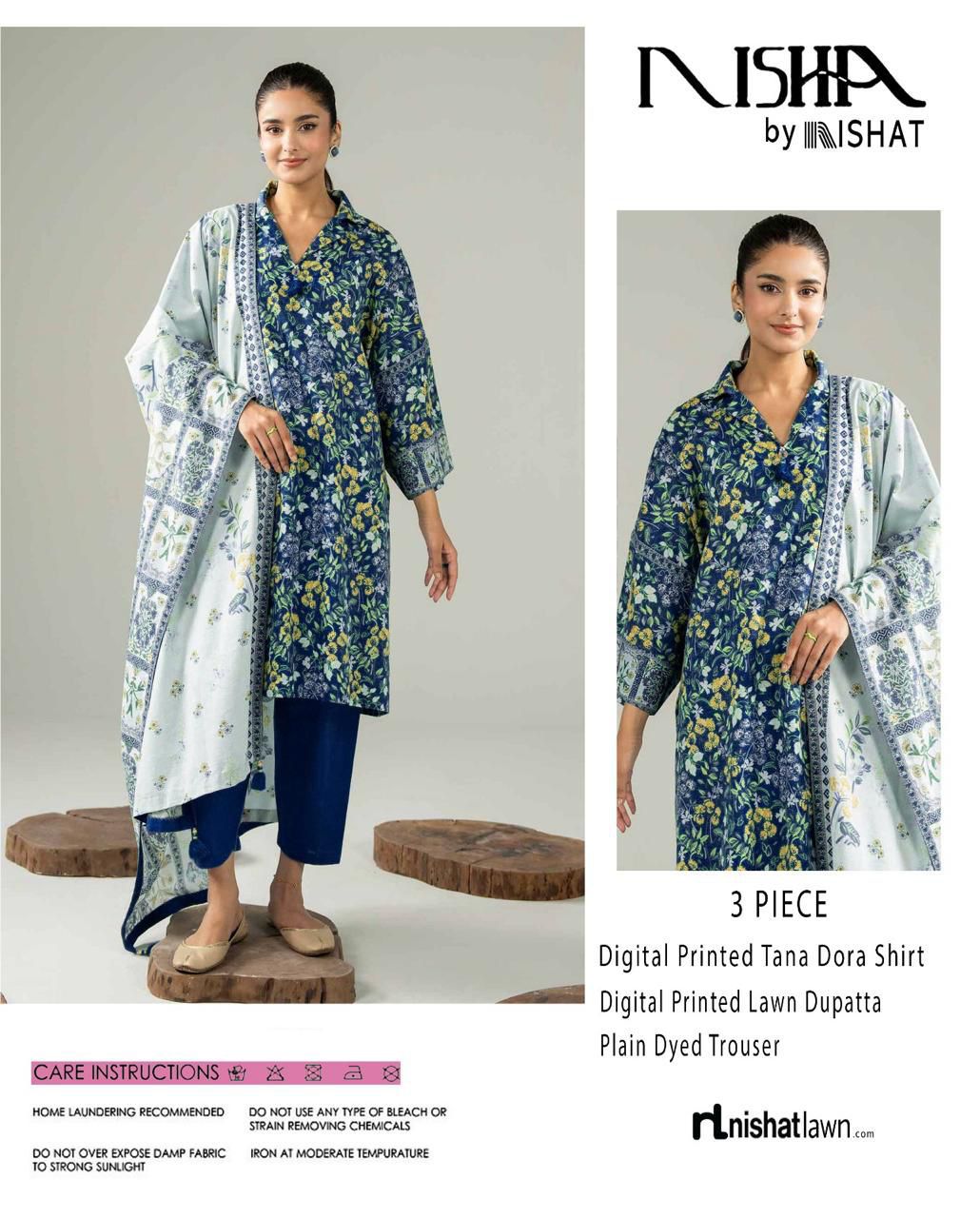 Nishat Printed Lawn Tana Dora 3 Piece Unstiched - Zyra