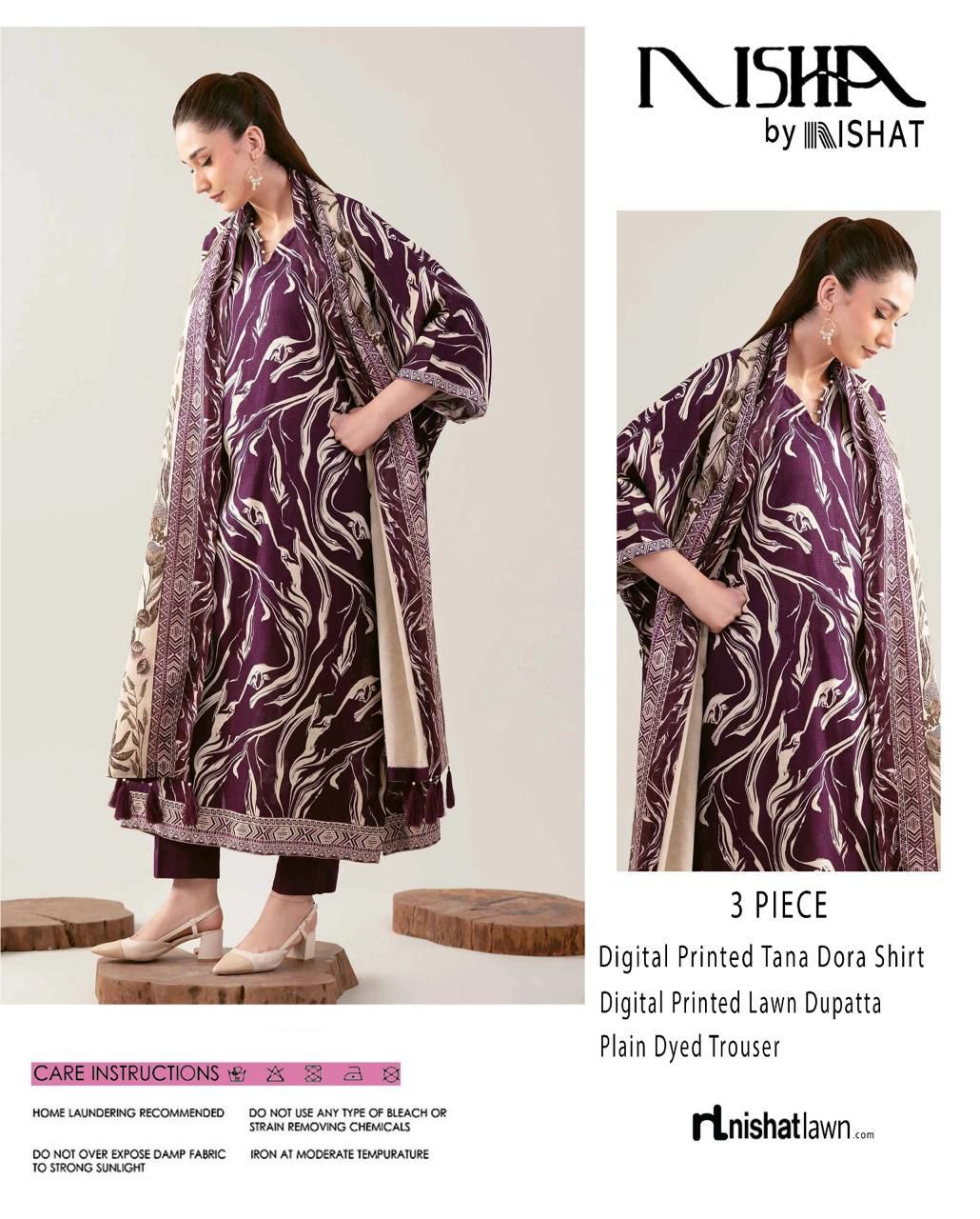 Nishat Printed Lawn Tana Dora 3 Piece Unstiched - Zyra
